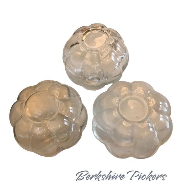 glass ribbed perfume bottle hibiscus stopper Blue, Green, Pink set of 3‎ - Picture 13 of 16